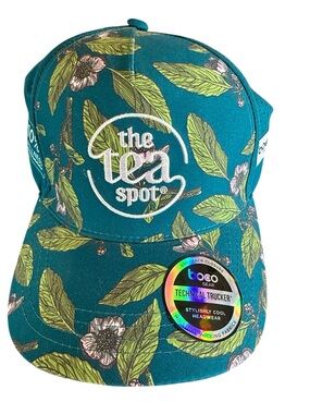BOCO Gear The Tea Spot Floral Trucker Hat Teal Pink Technical Running Cap OSFA